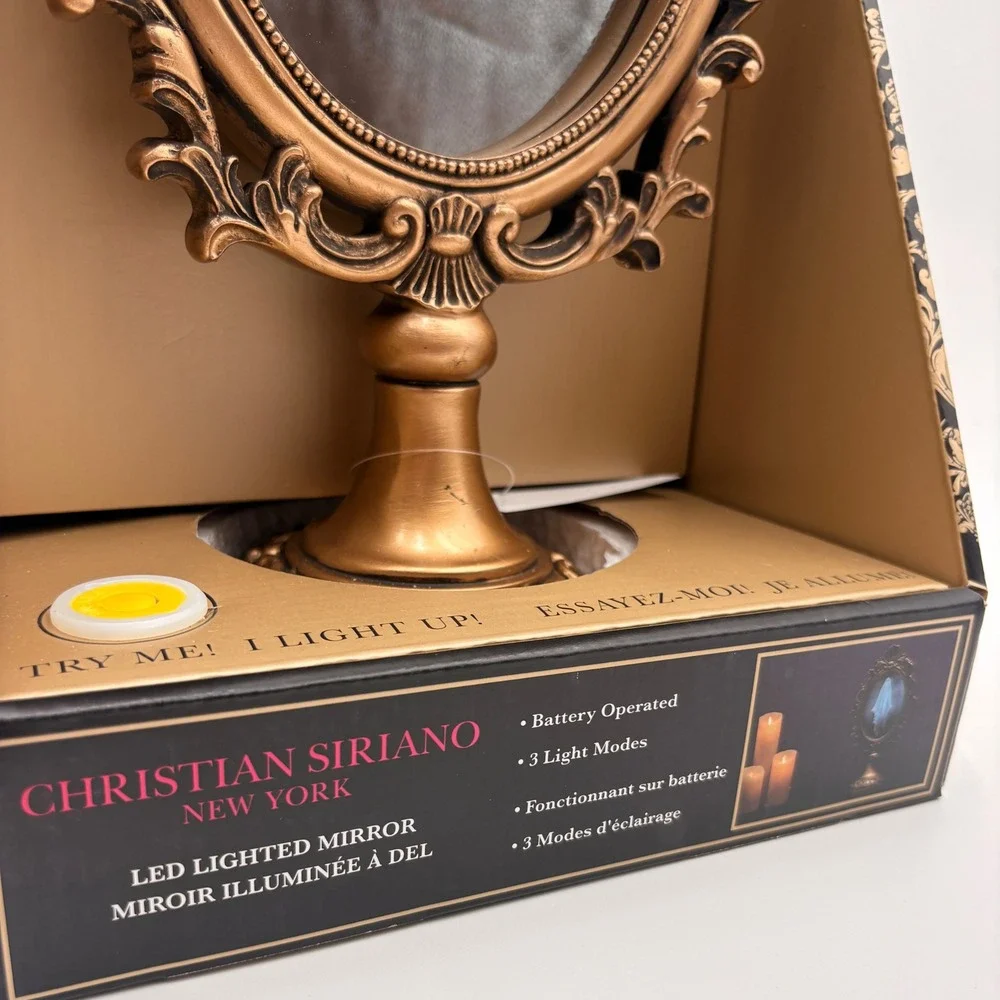 Christian Siriano New York LED Lighted Ghost Mirror Gold Ornate Halloween Decor